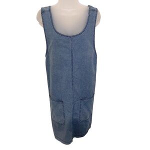 Original Ty Wear Denim Dress 1X Cotton White Small Check Pockets Vintage Jumper